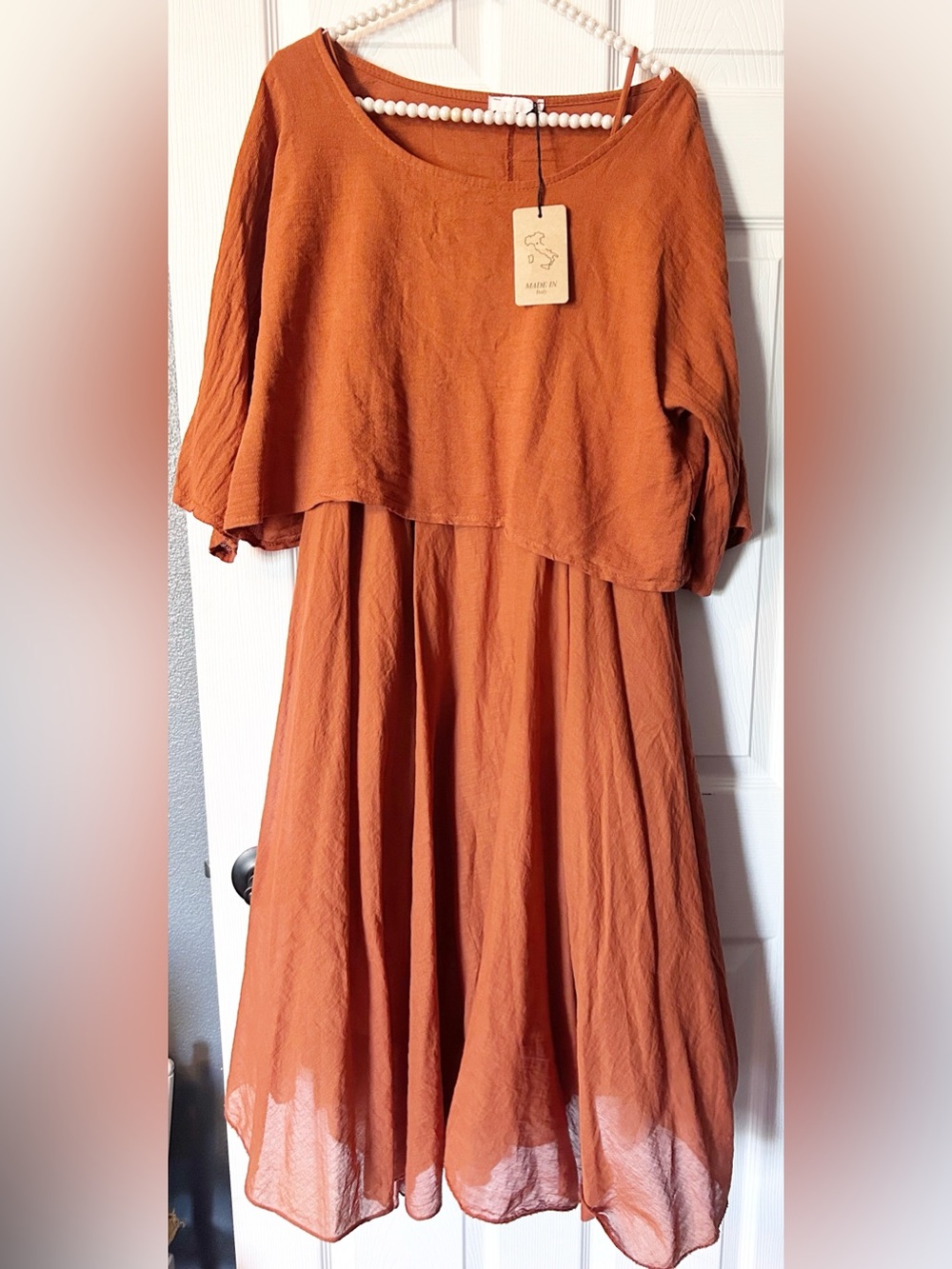 Made in Italy Sutton Cotton Skirt Midi Dress in Terracotta 2 piece set- Sz Large